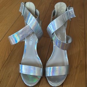 Silver metallic heels